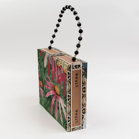 Hand made Cigar box purse case beaded handle - Picture 3 of 11